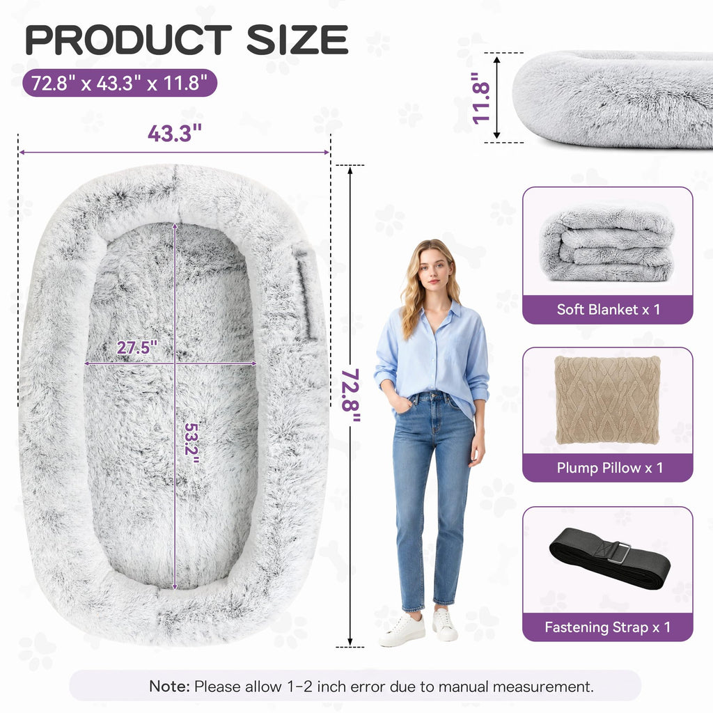 Grey Human Dog Bed 71''x45''x12'' L36146