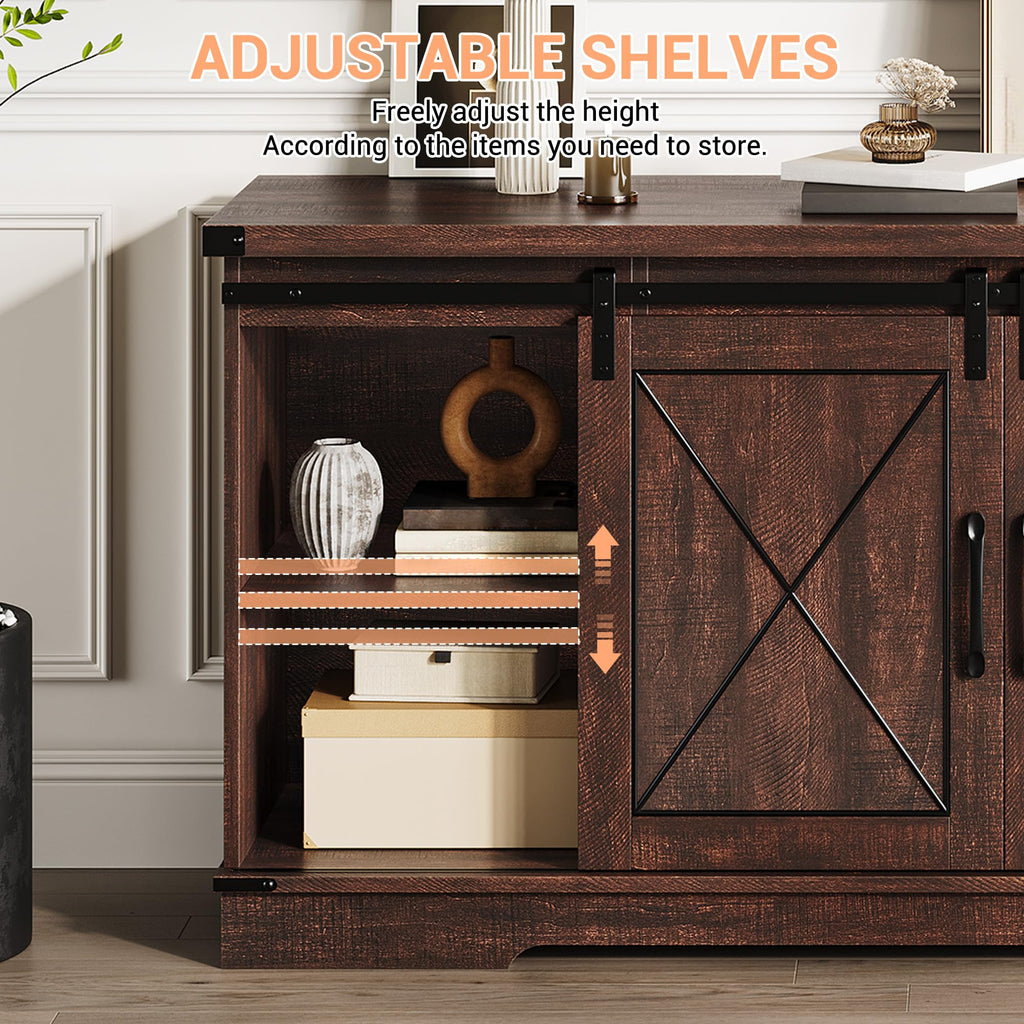 59 Inch TV Stand with Sliding Barn Doors N779439
