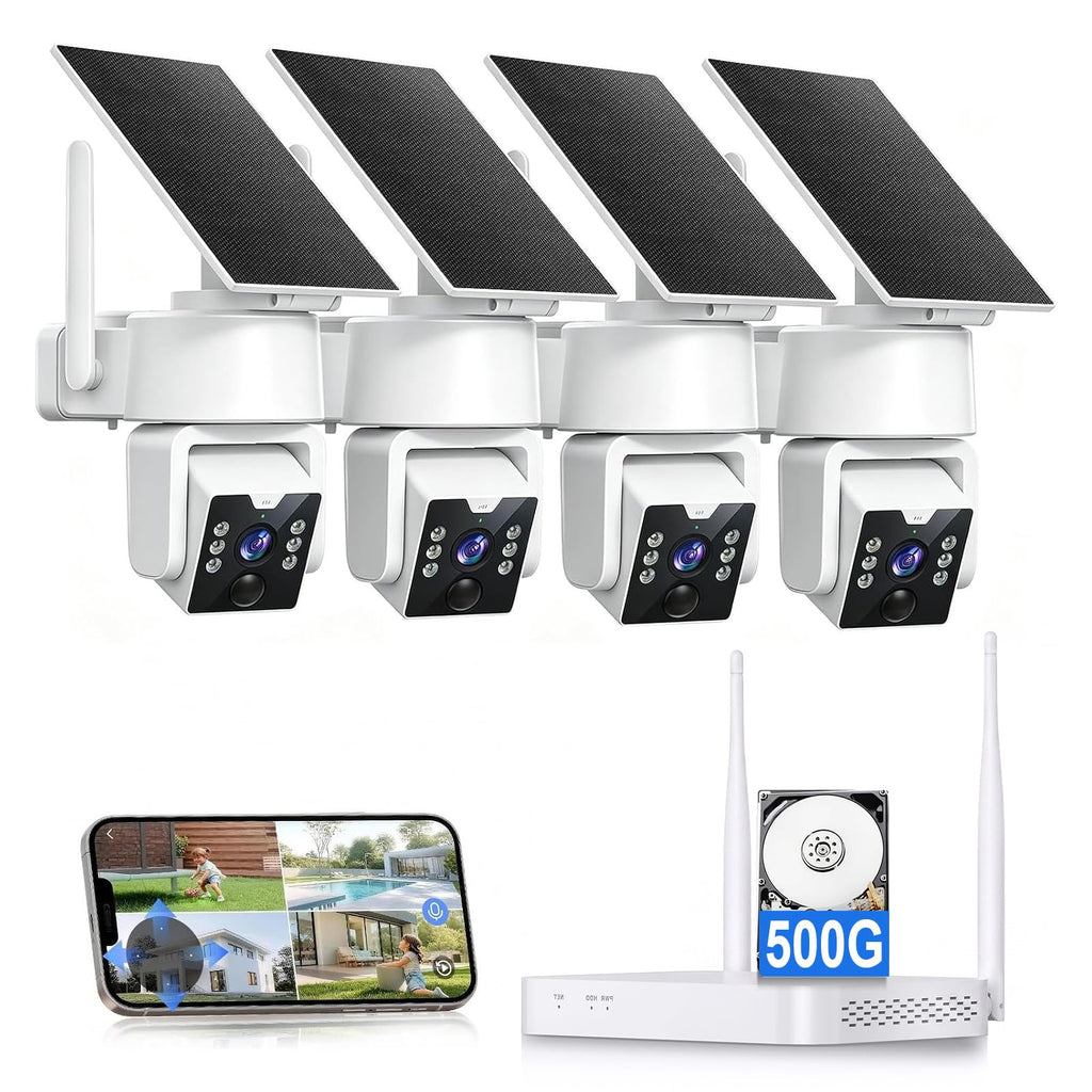 Wireless Outdoor Security Camera System, 4MP, 4 Cam-Kit, Color Night Vision Q19509