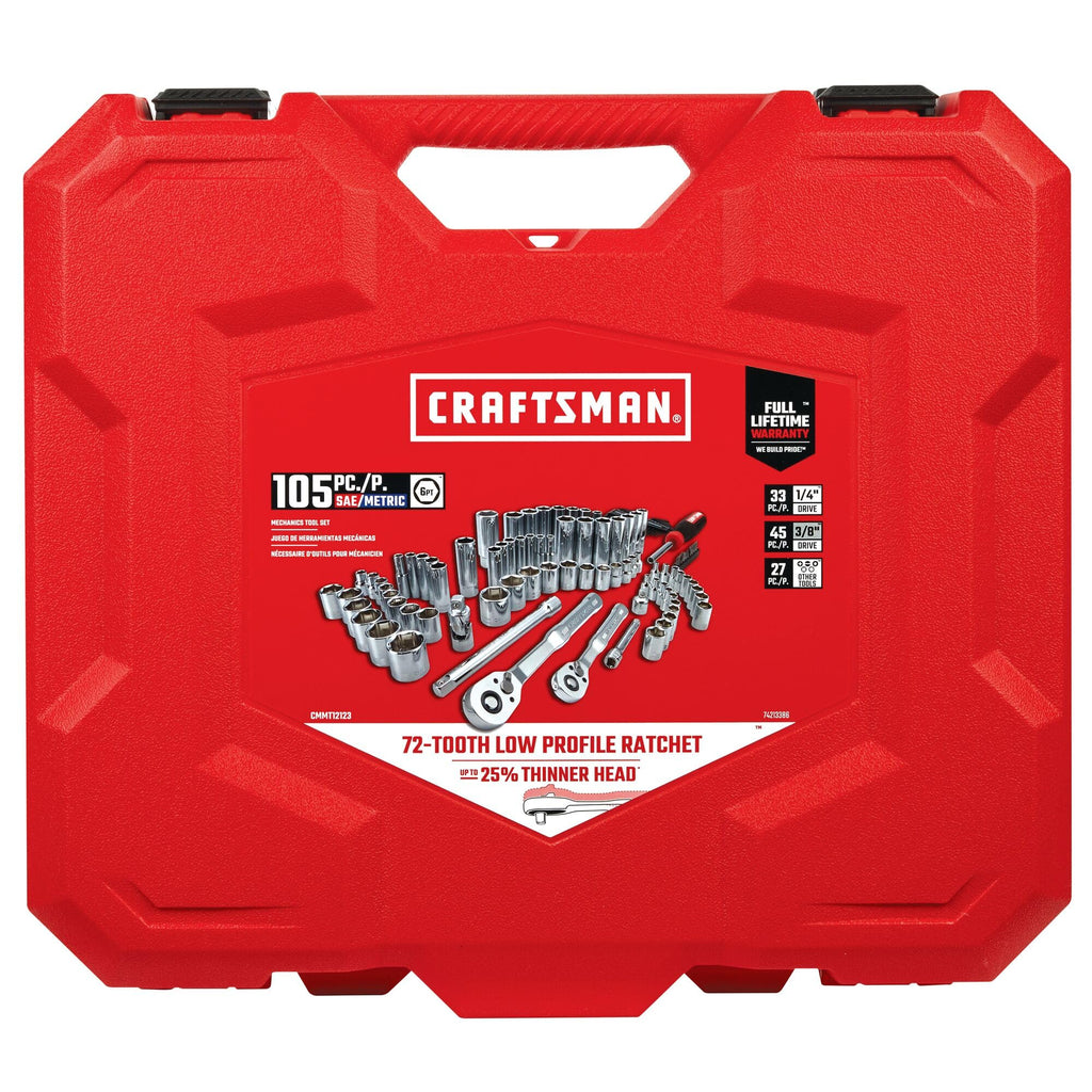 105 Pcs Standard and Metric Mechanics Tool Set with Case A733362