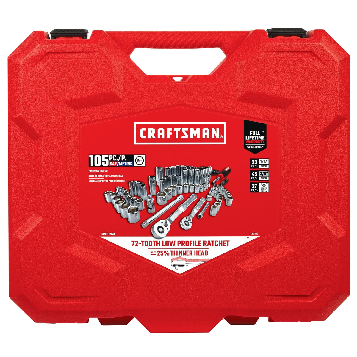 105 Pcs Standard and Metric Mechanics Tool Set with Case A733362