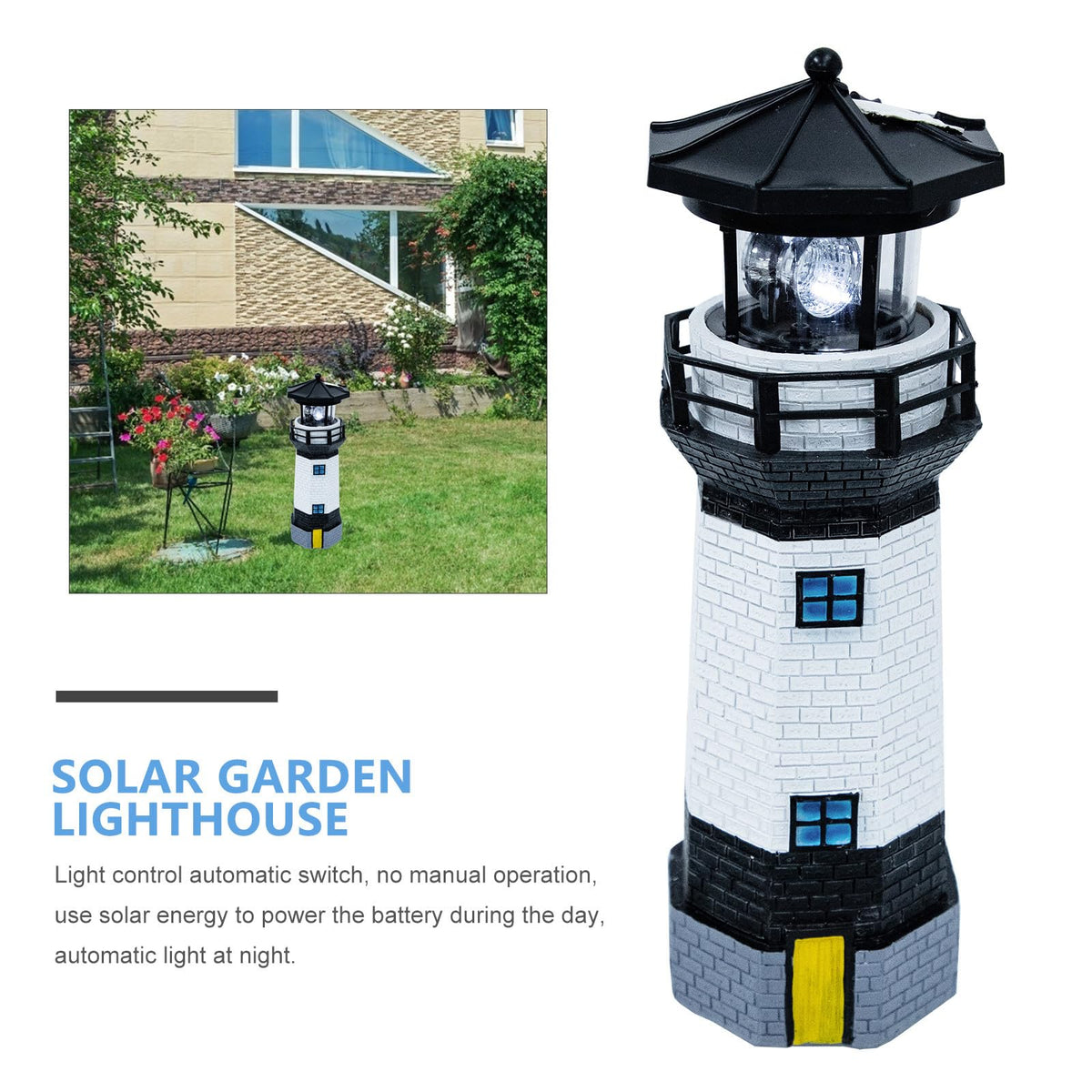 Solar Powered Resin Lighthouse Garden Decor P271962