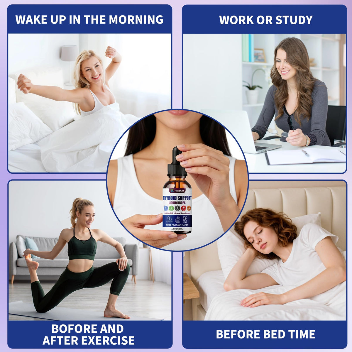 Liquid Thyroid Support Supplement with Selenium Zinc Iodine 2 Fl. Oz Q700813