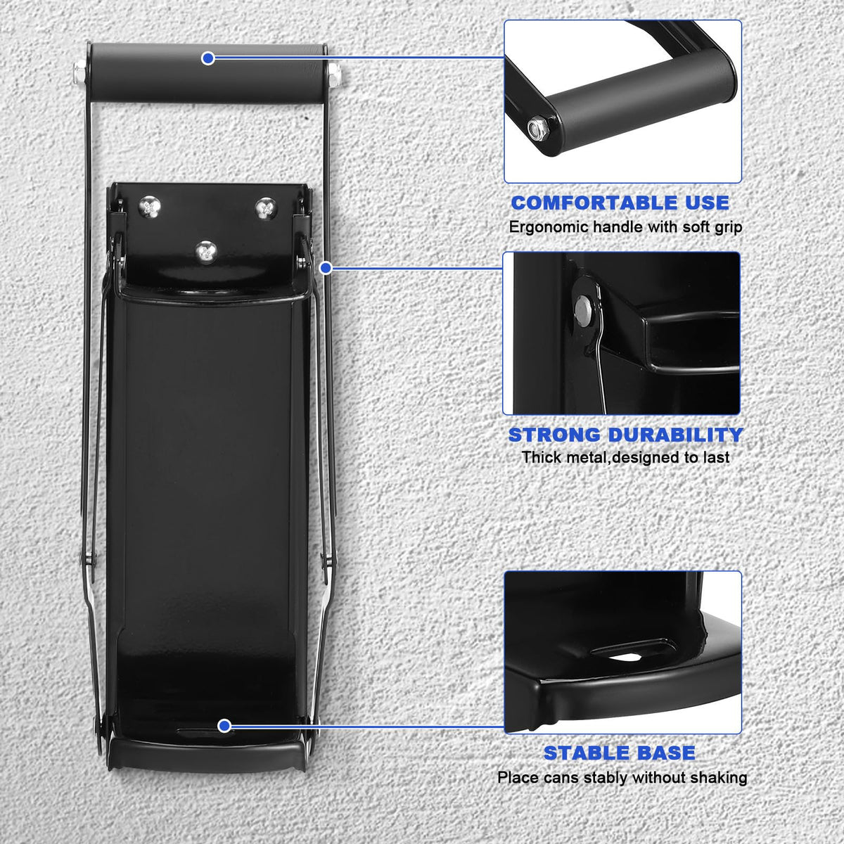 Black Wall Mounted Can Crusher with Bottle Opener V706