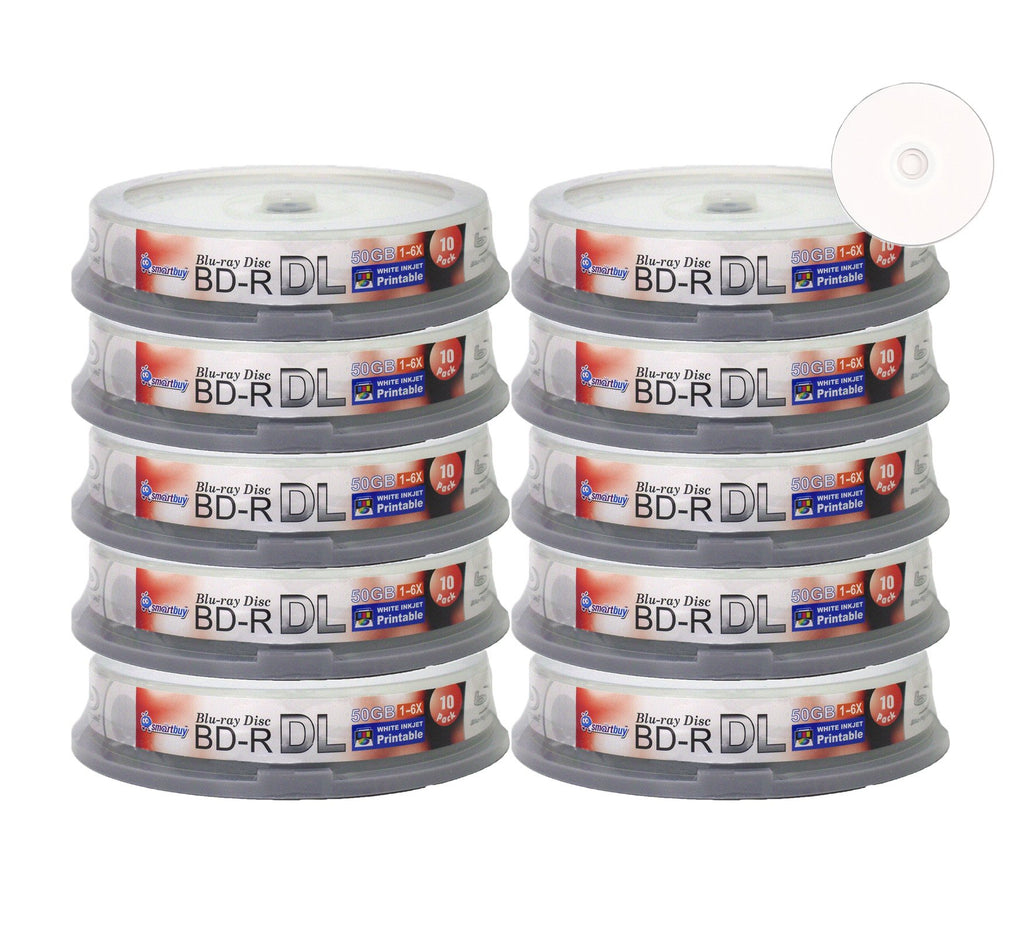 100-disc 50gb 6X Bd-r Dl White Inkjet Hub Printable Blank Disc S5414
