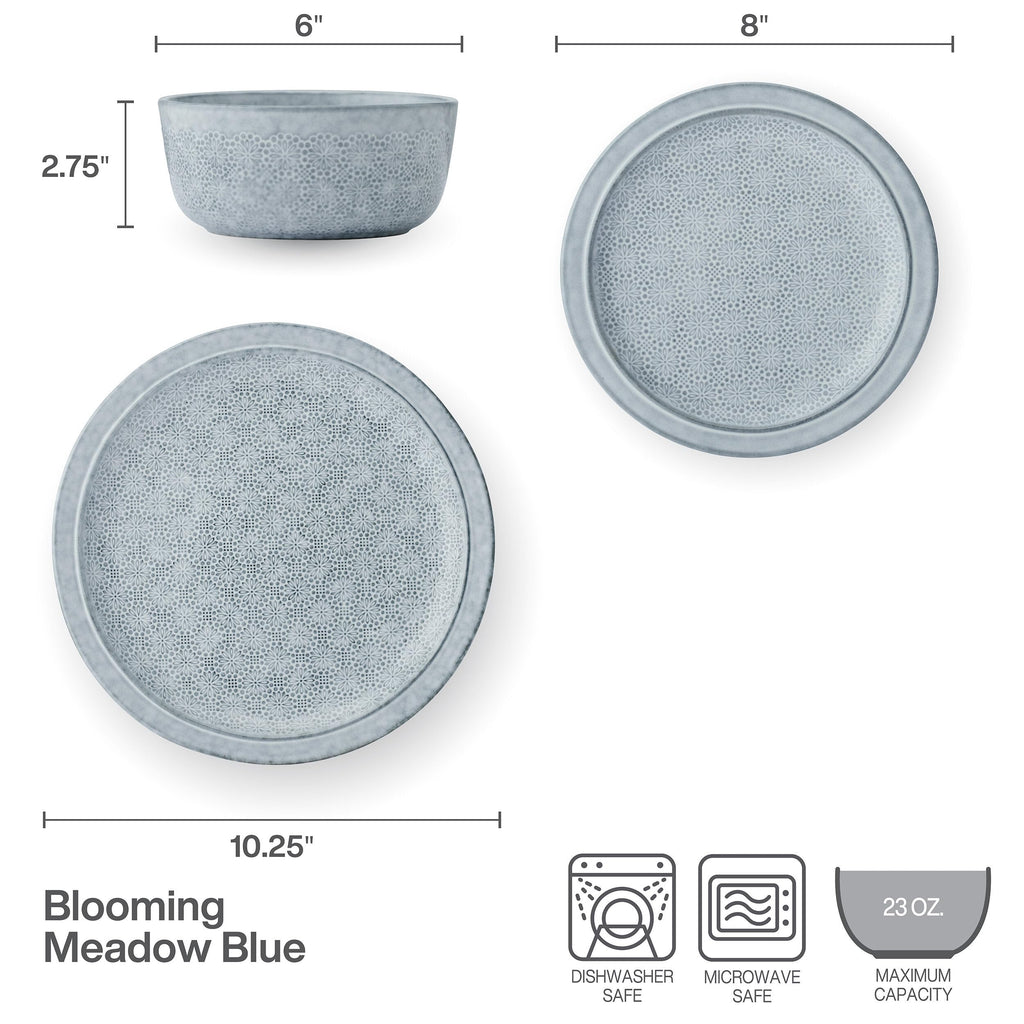 12 Piece Blue Dinnerware Set C652