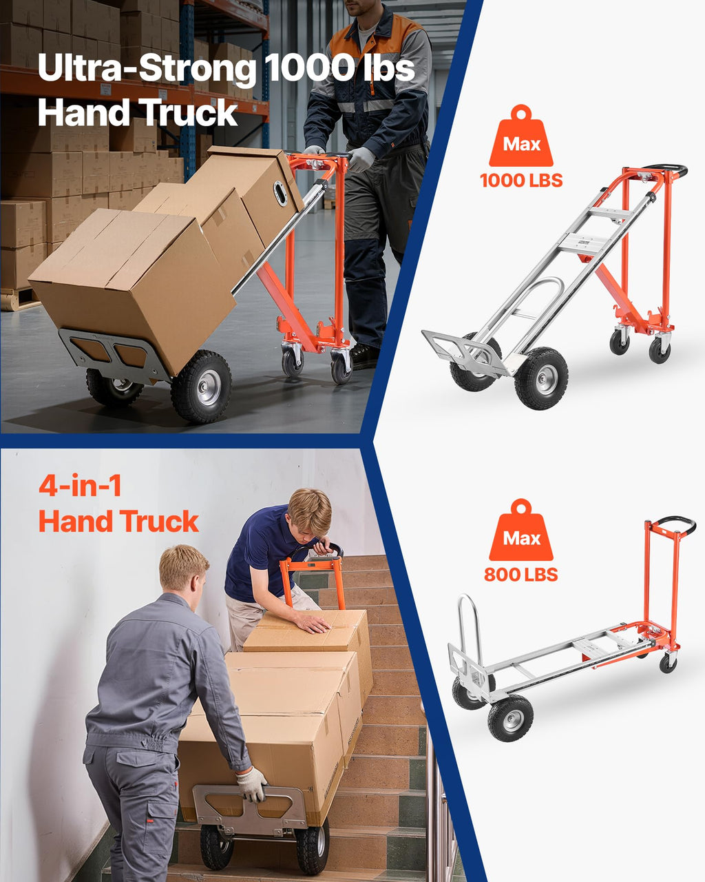 4 in 1 Hand Truck Dolly 1000 lbs Load Capacity B5196