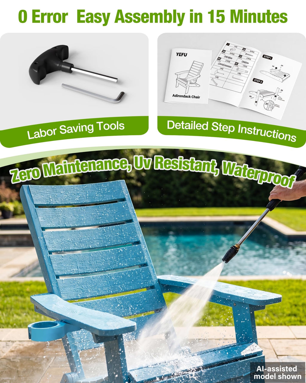 Blue Adirondack Chair Set of 2 P447