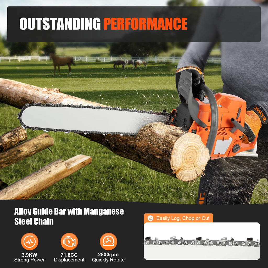 72CC 5.3HP 24" Gas Chainsaw V46364