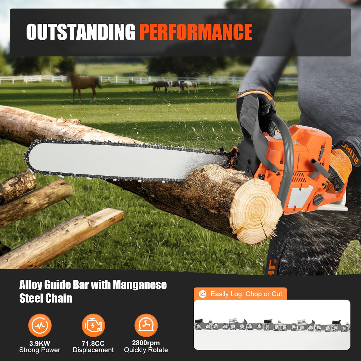 72CC 5.3HP 24" Gas Chainsaw V46364