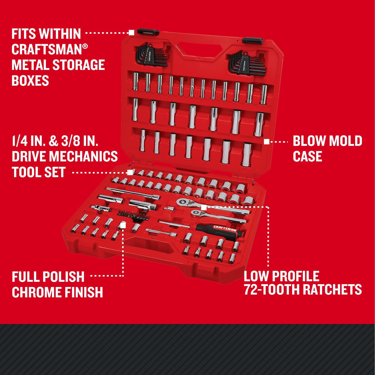 105 Pcs Standard and Metric Mechanics Tool Set with Case A733362