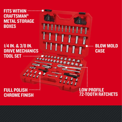 105 Pcs Standard and Metric Mechanics Tool Set with Case A733362