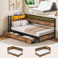 Twin Corner Bed Frame with Mattress and 2 Storage Drawers U1489
