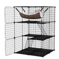 Black 4-Tier Metal Cat Cage with Hammock R37706