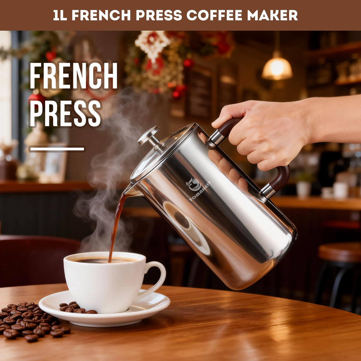 1L Stainless Steel French Press Coffee Maker D709