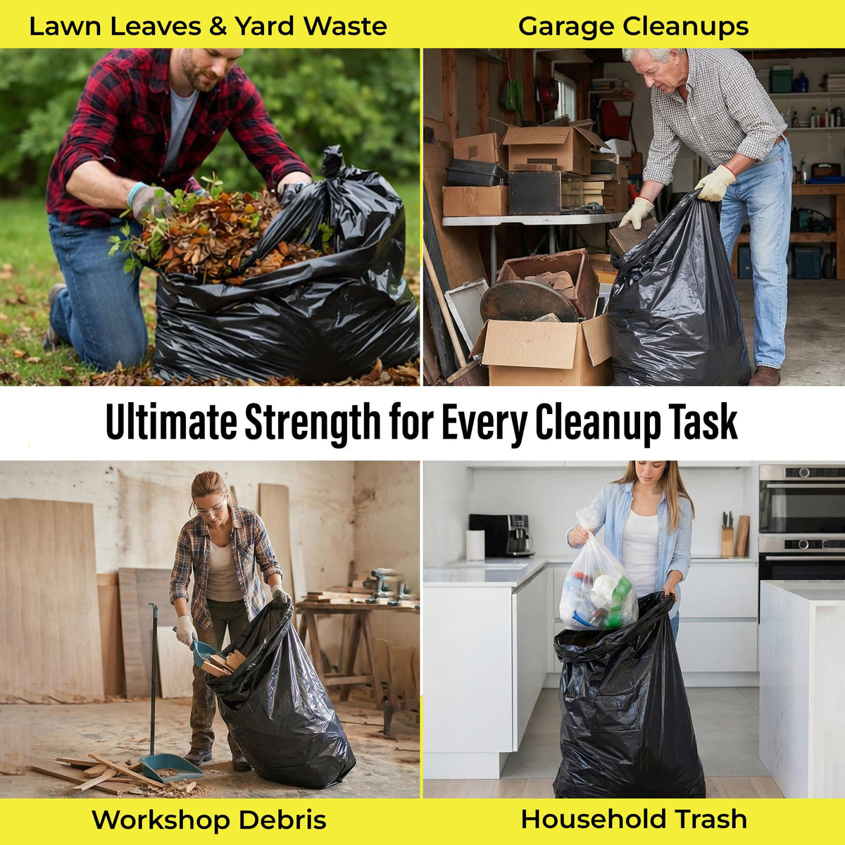 42 Gallon 3 Mil Black Heavy-Duty Trash Bags Z203