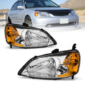 Headlight Assembly with Chrome Housing Amber Reflector Driver and Passenger Side B969