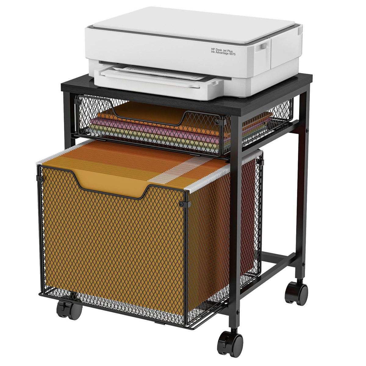 Rolling File Cabinet Cart with Storage Drawer and Lockable Wheels Z983401