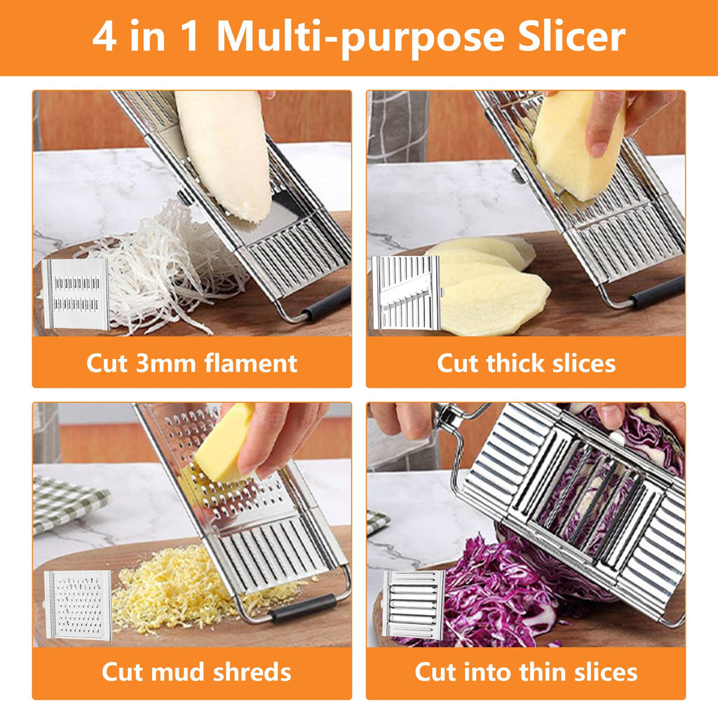 4 in 1 Stainless Steel Vegetable Chopper Grater and Slicer Set R455239