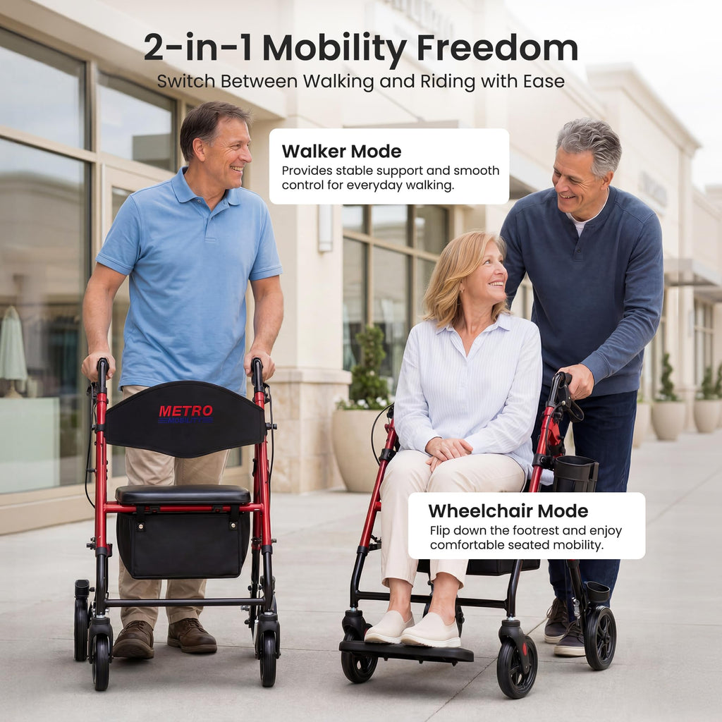 Aluminum 2-in-1 Rollator Walker with Seat N875