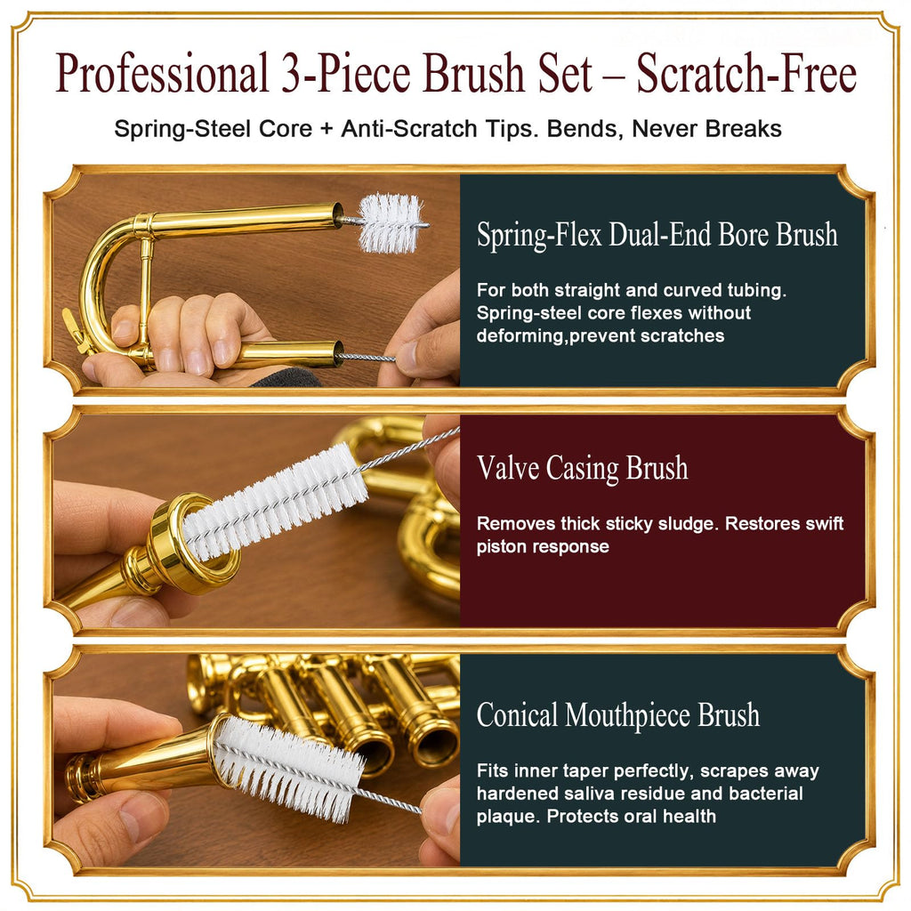 Trumpet Cleaning Kit with Oil, Grease & Brushes Y5325