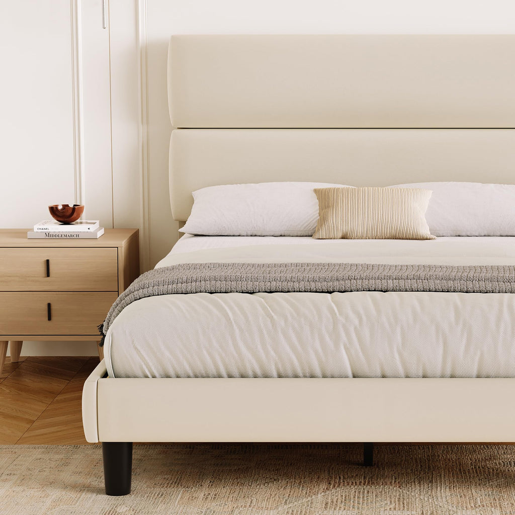 Queen Size Velvet Upholstered Platform Bed Frame Z758