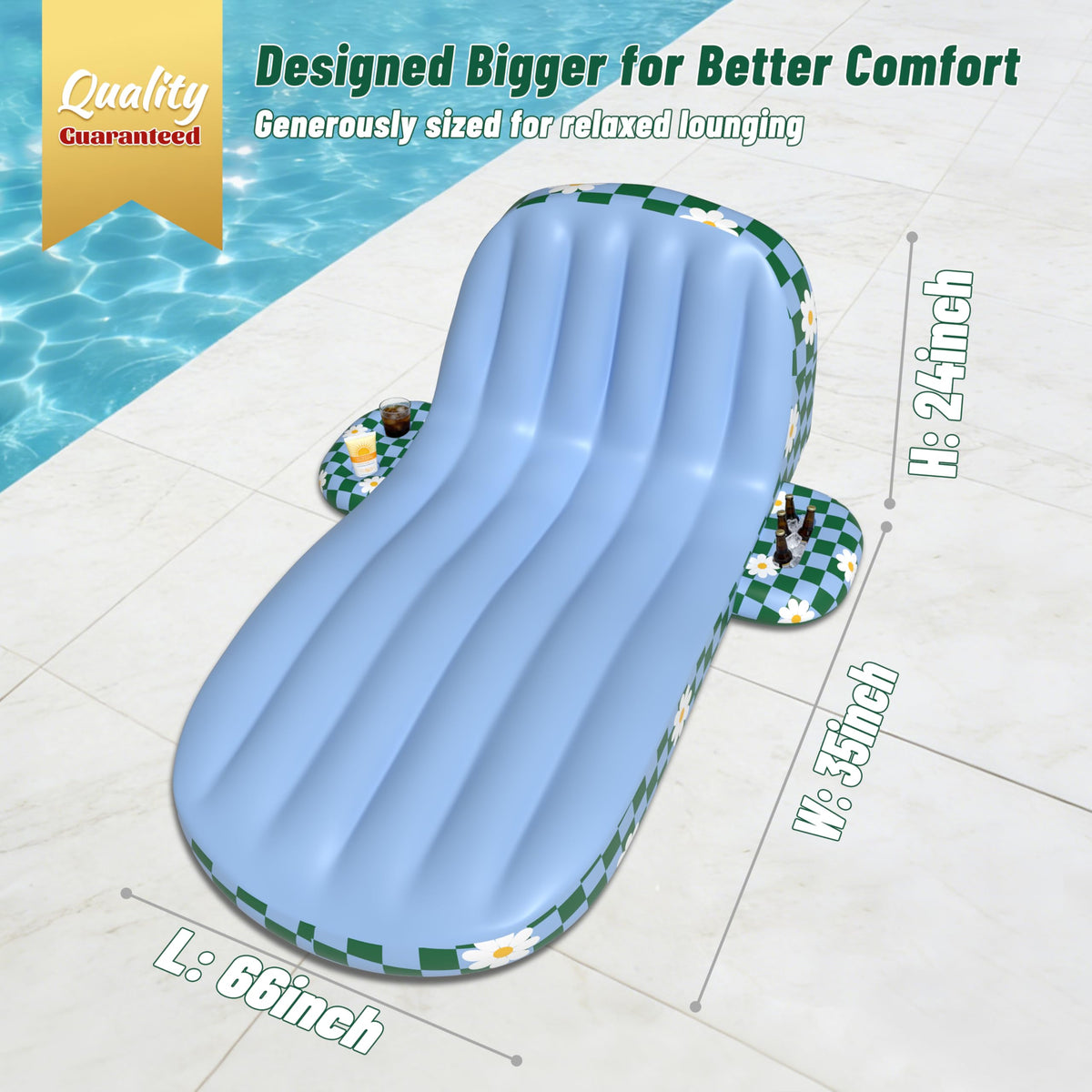 Inflatable Pool Lounger Float with Cup Holder J469728