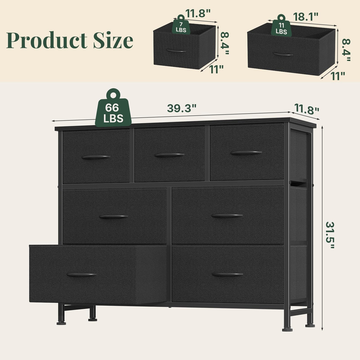 Fabric 7 Drawer Dresser A271673