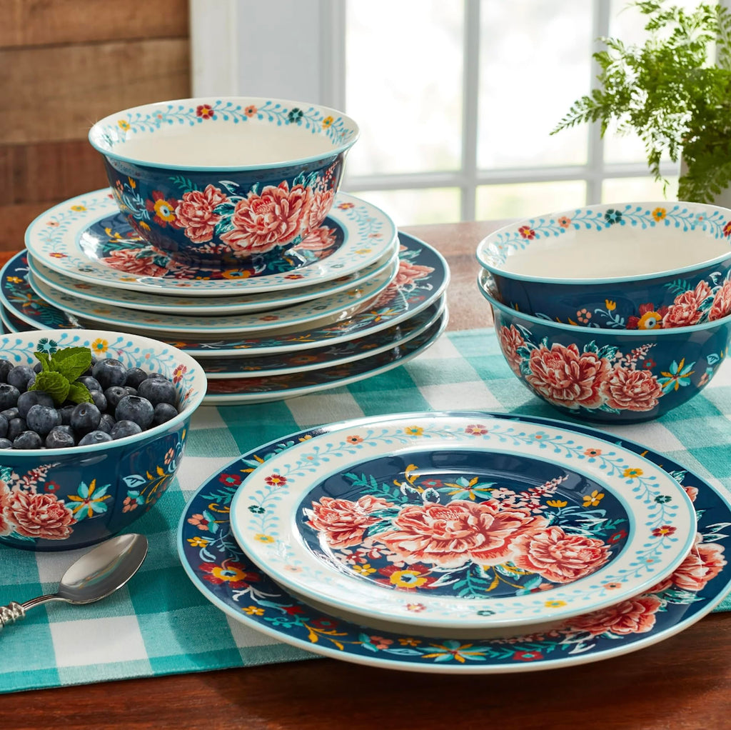 12-Piece Floral Stoneware Dinnerware Set J676564
