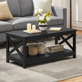 Black Coffee Table with Storage Shelf A953