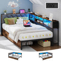 Twin Size Corner Bed Frame with Storage and Headboard Y670