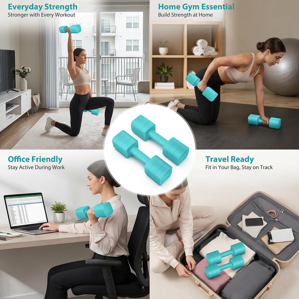 Adjustable Dumbbell Set of 2, 2.2-20LB Free Weights with Anti-slip Handle A34503