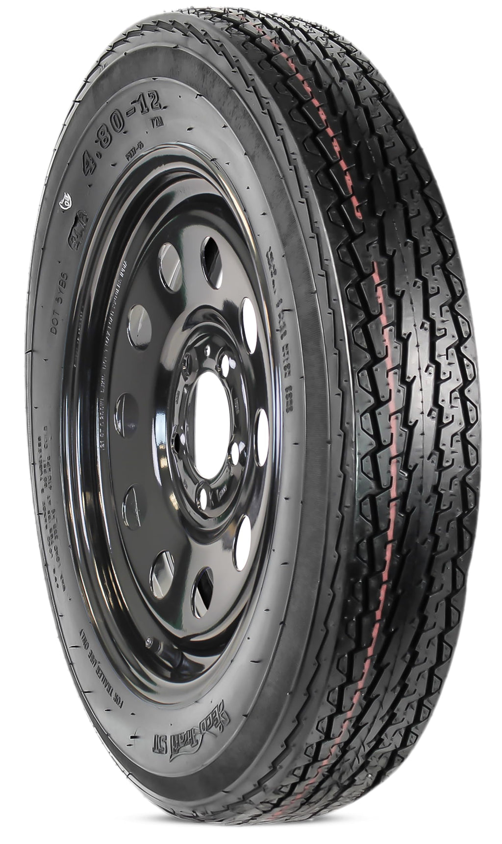2-Pack Trailer Tire Rim Assembly 4.80-12 5 Lug Black Z5833