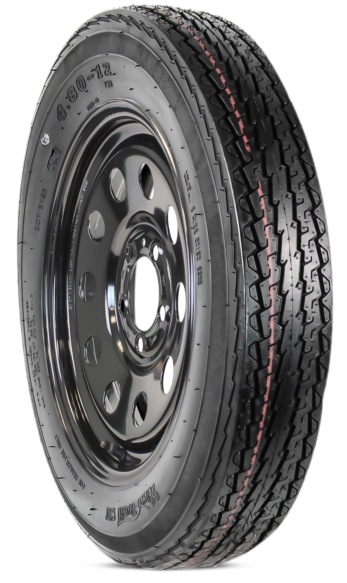 2-Pack Trailer Tire Rim Assembly 4.80-12 5 Lug Black Z5833