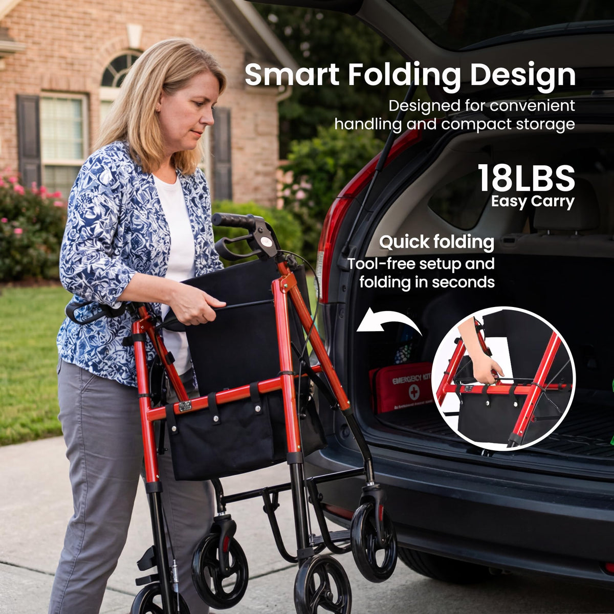 Aluminum 2-in-1 Rollator Walker with Seat N875