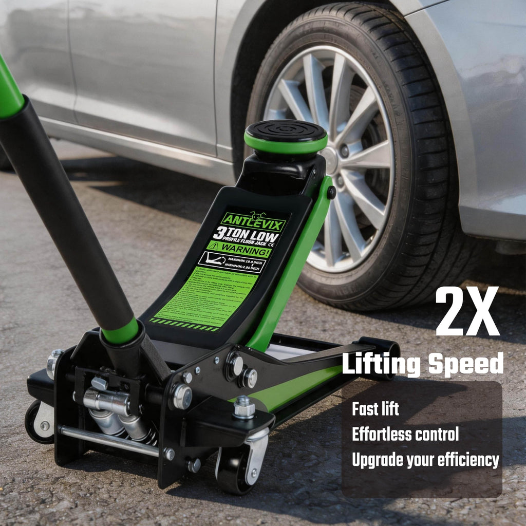 Heavy-Duty 3-Ton Low Profile Hydraulic Floor Jack Steel Dual Piston Pump C7012
