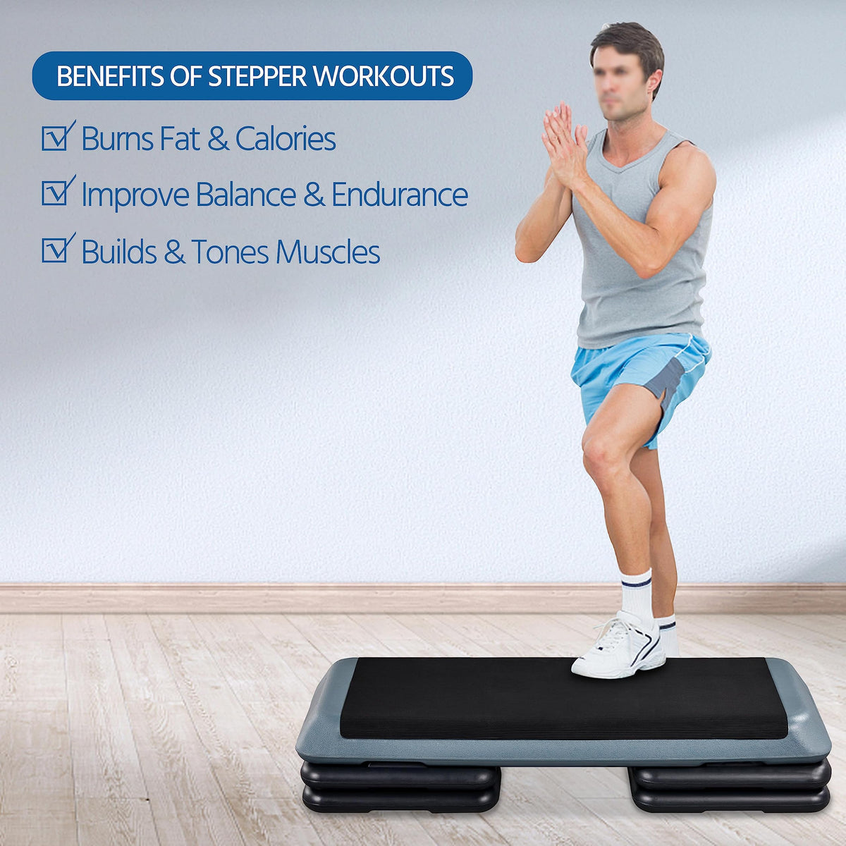 43in 3-Level Adjustable Aerobic Step Platform D9001