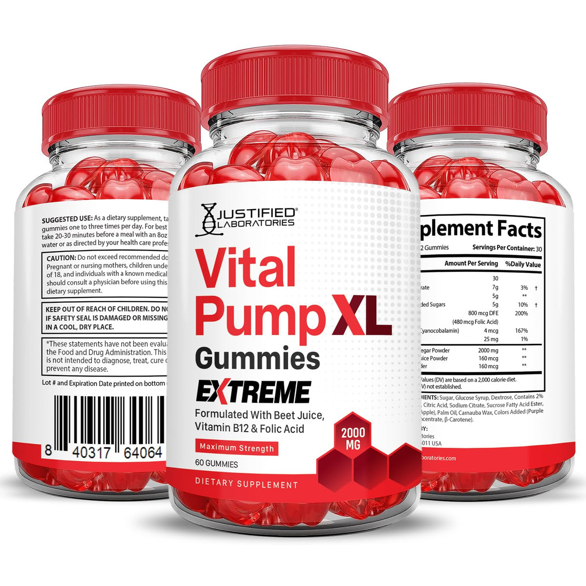 2000MG Beet Juice ACV Pomegranate B12 Vegan Non GMO Gummies R890246