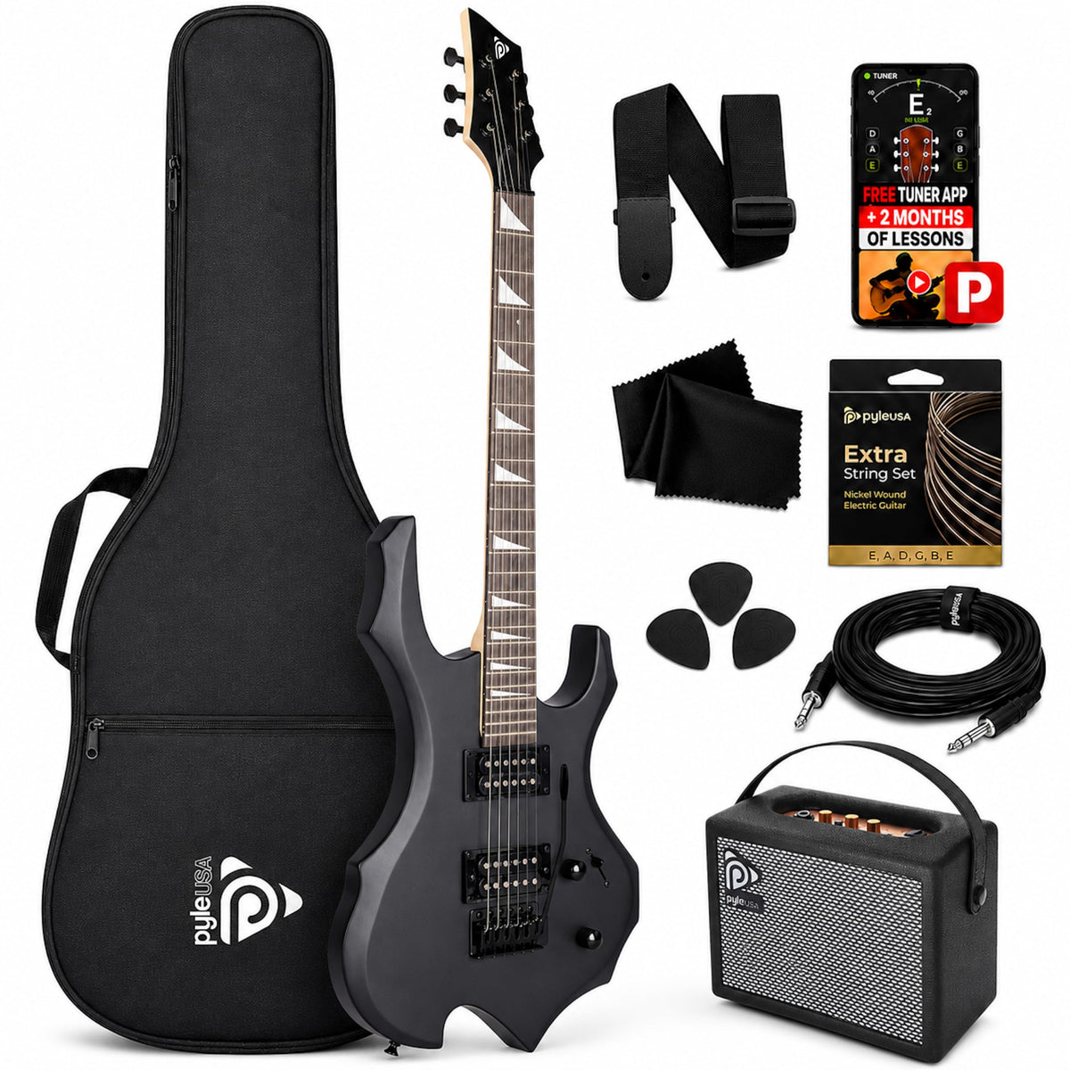 Black Electric Guitar with Amplifier Kit A2056