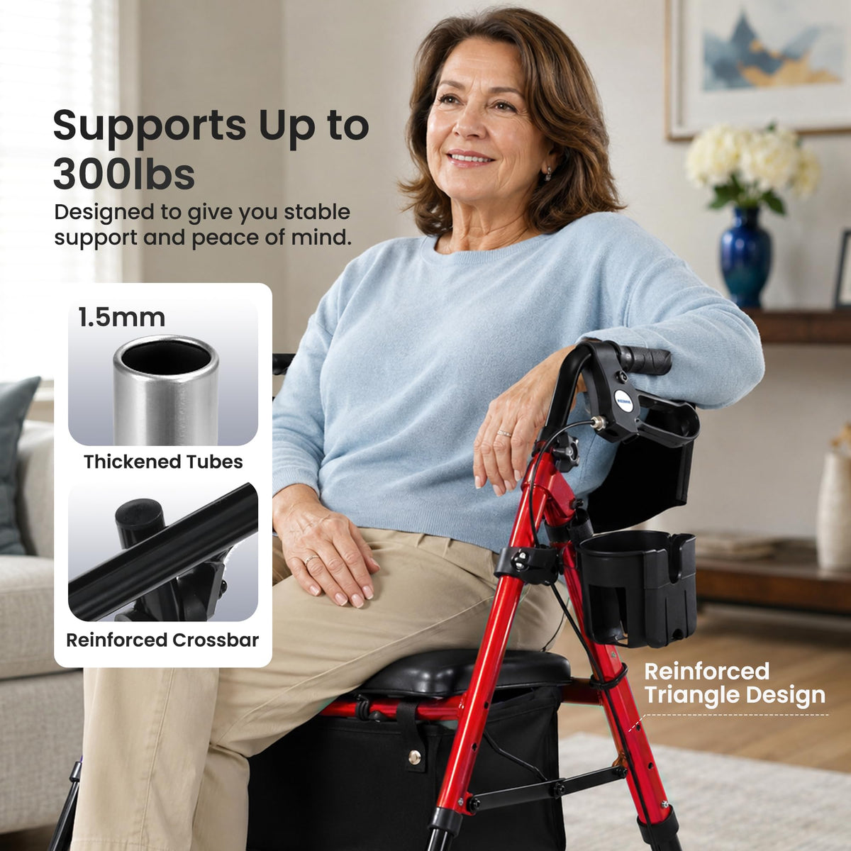 Aluminum 2-in-1 Rollator Walker with Seat N875