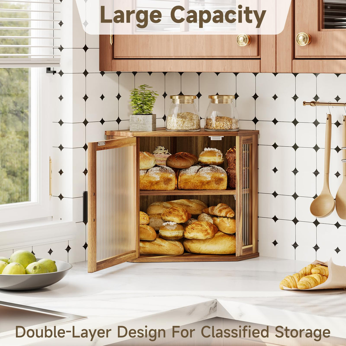 Acacia Wood Bread Box N2491
