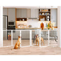 120" x 32" Foldable Freestanding Extra Wide Dog Gate with Door, White V1971
