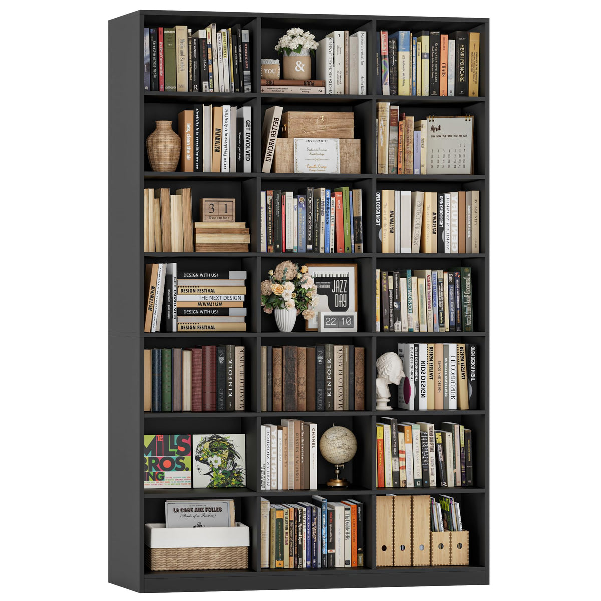 86" Triple Wide Black Bookshelf and Bookcase Q801164