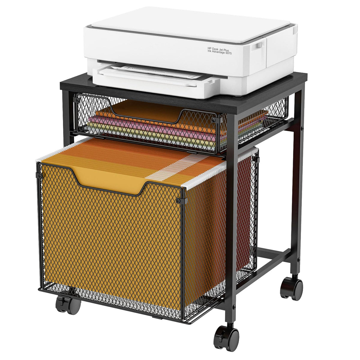 Rolling File Cabinet Cart with Storage Drawer and Lockable Wheels Z983401