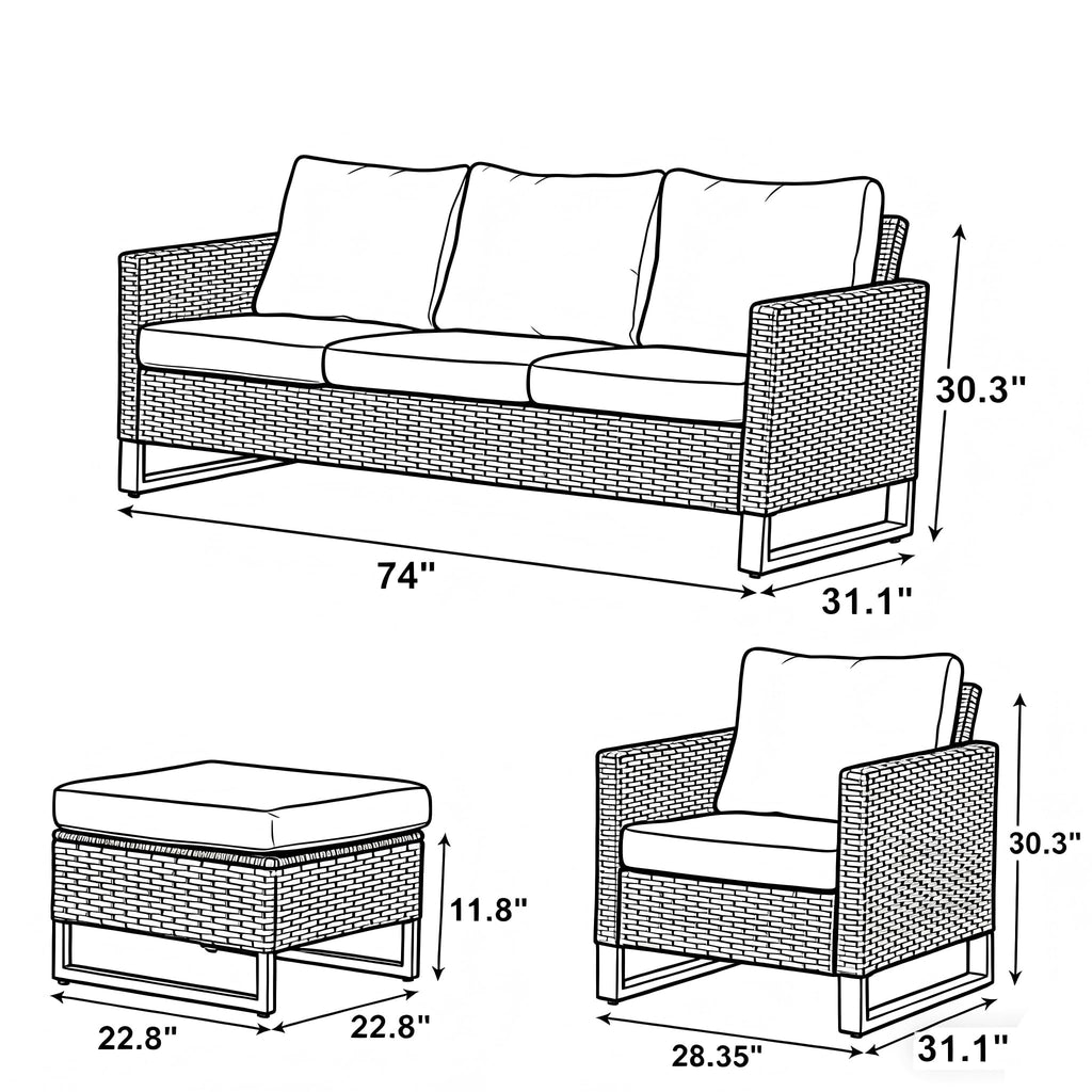 Wicker Patio Furniture Set of 5 D44996