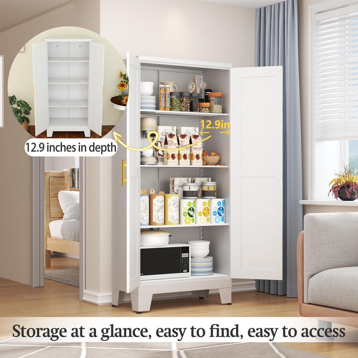 White Metal Storage Cabinet H968