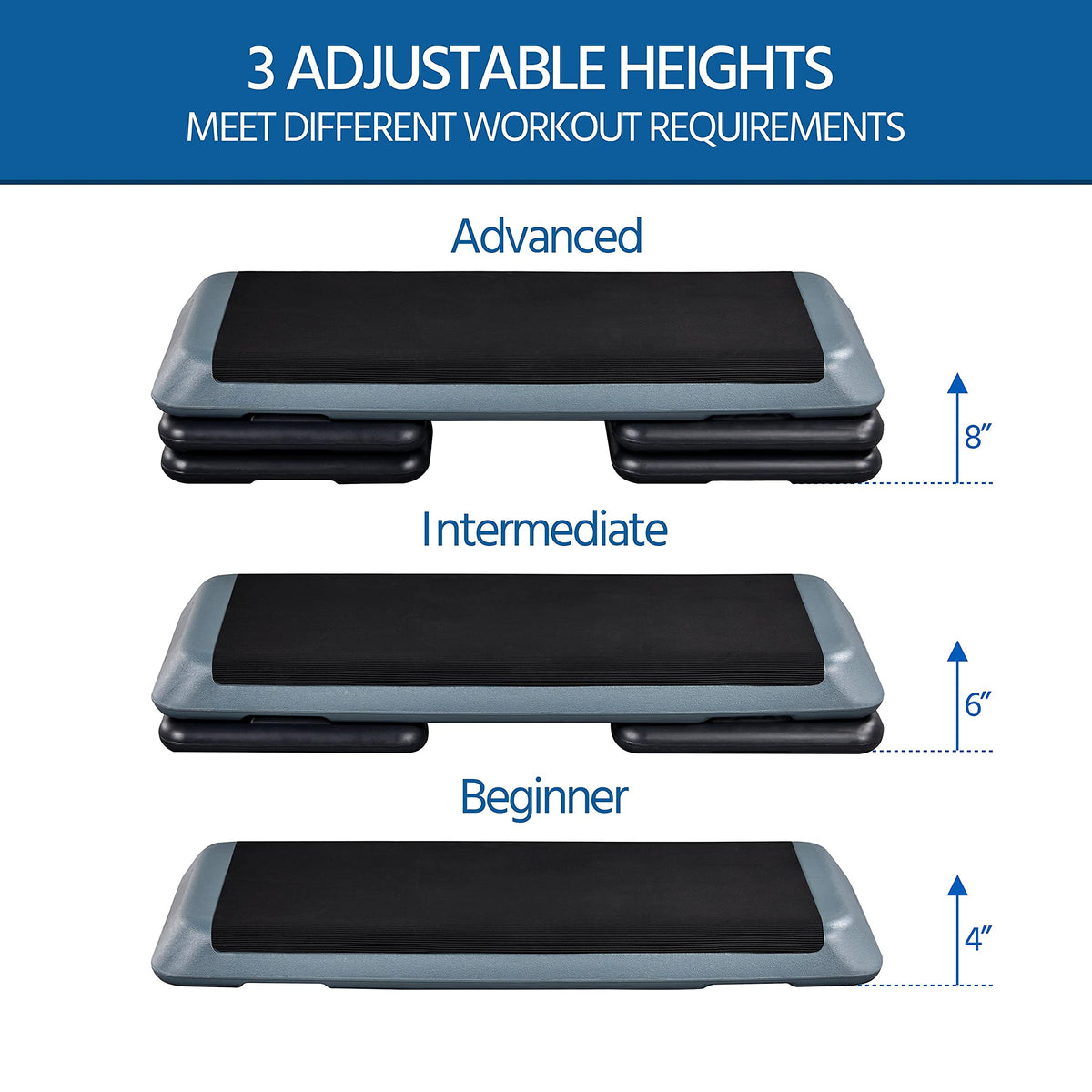 43in 3-Level Adjustable Aerobic Step Platform D9001