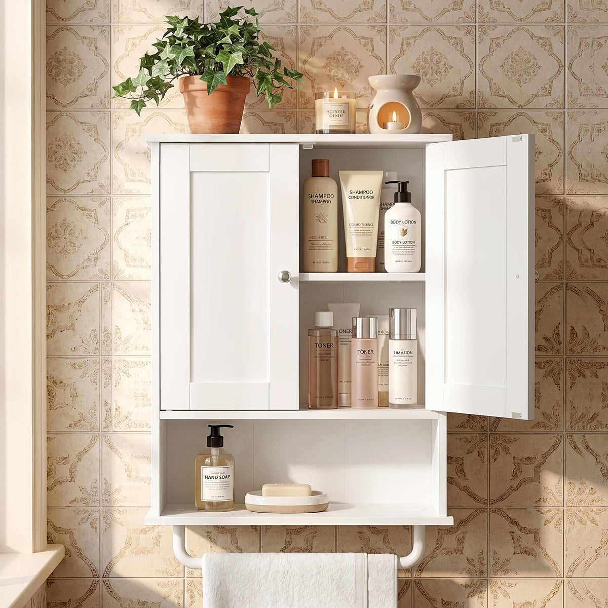 Wall Mounted Cabinet with 2 Doors and Adjustable Shelves B9120