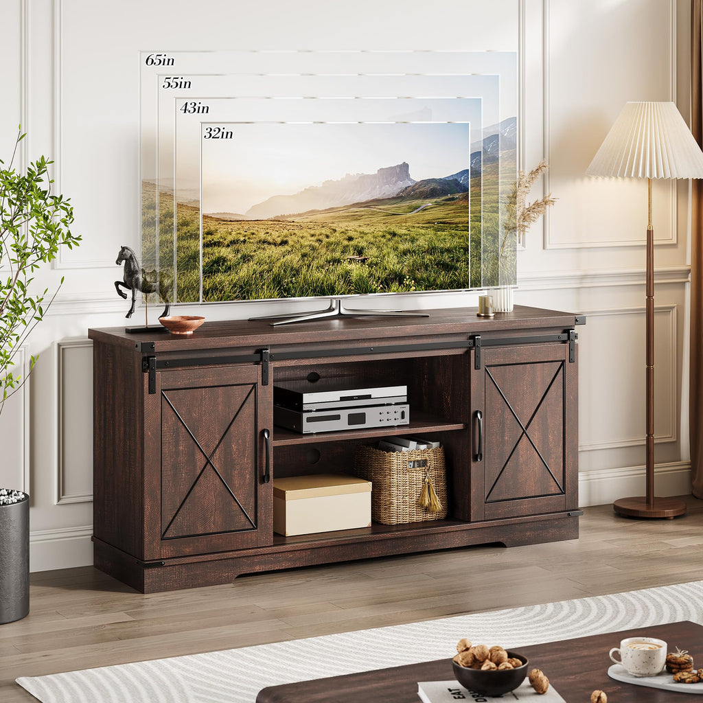 59 Inch TV Stand with Sliding Barn Doors N779439