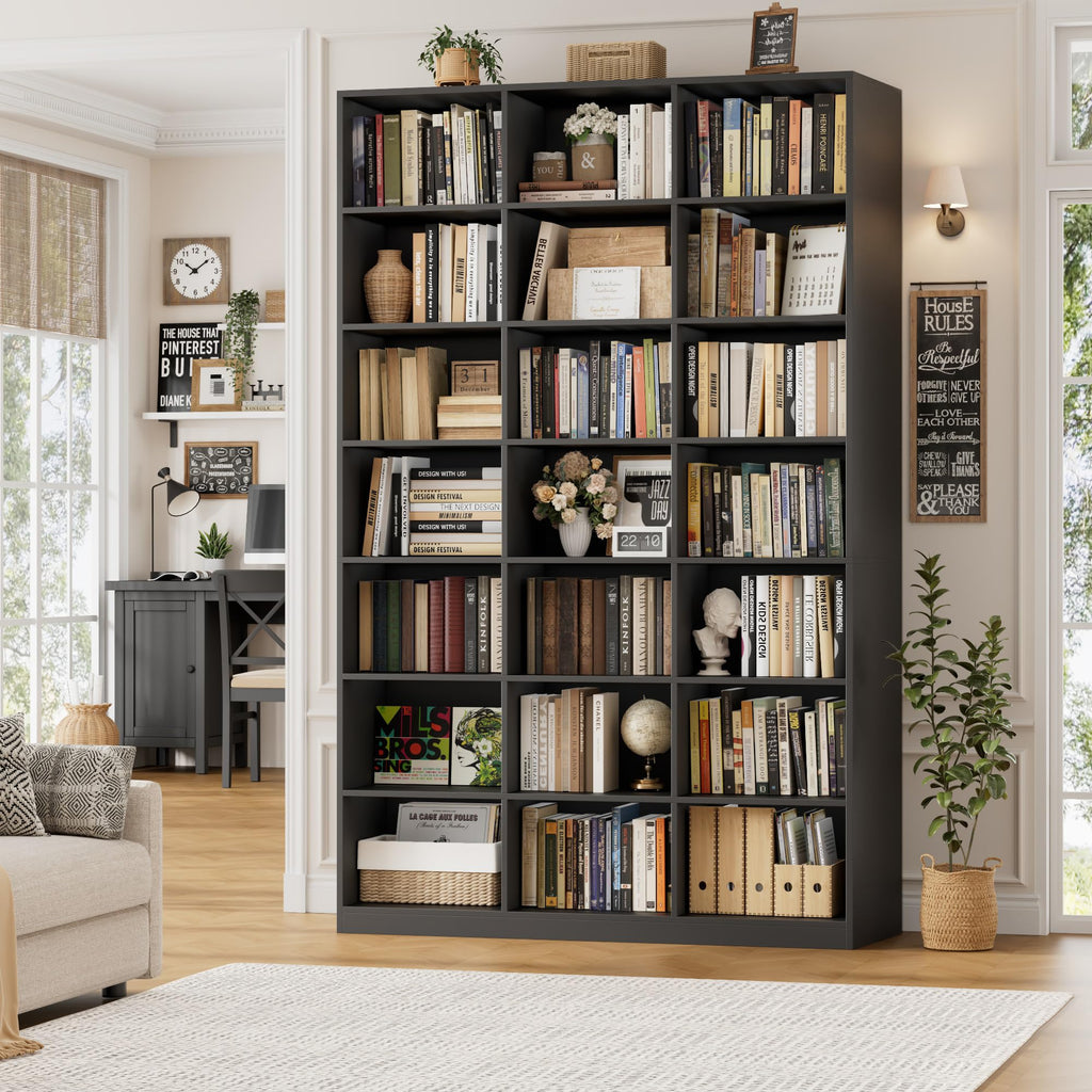 86" Triple Wide Black Bookshelf and Bookcase Q801164